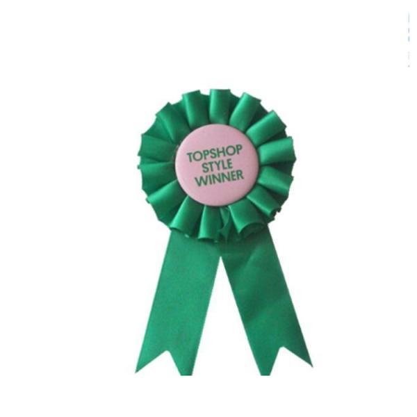 Quality Dark Green Rosette Award Ribbons , Polyester Material Logo Printed Ribbon wholesale