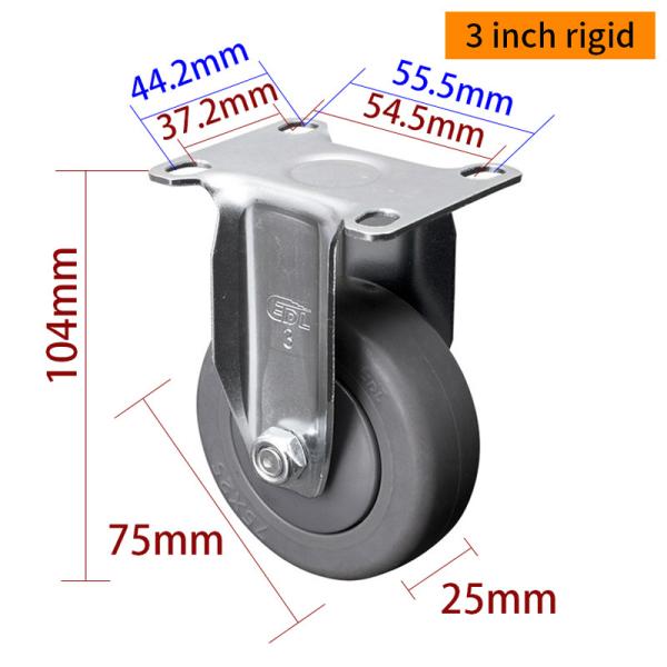 Quality 3 Inch Replacement Caster Wheels , 100mm Castors With Brakes 3713P-57 wholesale