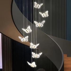 Modern Simple Acrylic Transparent Butterfly Pendant Lamp Minimalist Multihead