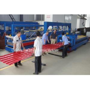Color Roofing Glazed Tile Roll Forming Machine With Hydraulic Press Cutting