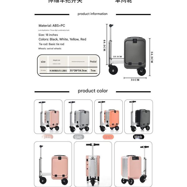 Multifunctional electric ride-on suitcase, 20-inch, unisex, carry-on, TSA lock , front opening, travel luggage ,smart suitcases