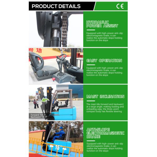 China Hot Sale 3-6m 1.5ton 2 Ton 3 to Power Forklift Trucks With 4 Wheels