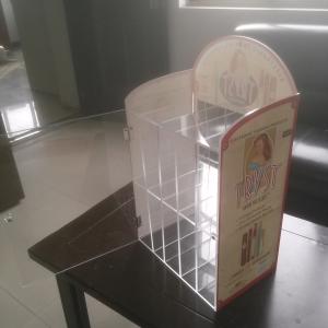 Clear Acrylic Shelves Counter Top Display Stand With Locked Door And Customer