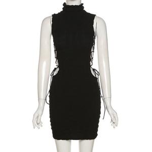 OEM maufactory Polyester Spring Summer Round Neck Sleeveless Sexy Belt European