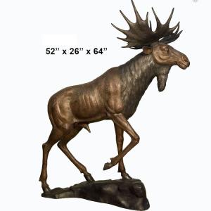 52 Inch Outdoor Moose Bronze Sculptures With CE Certification