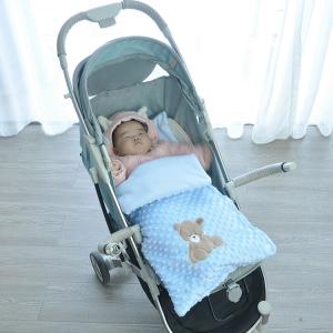 Blue Winter Warm Stroller Bag Cosy Knit 100 Polyester Fleece Blanket
