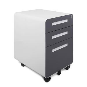 Metal Round Edge Mobile Pedestal 3 Drawers Key Lock Office A4 File Cabinet