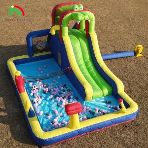 Cheap Kids Party Wet DryInflatable Bounce House Water Slide Bouncer Combo With Bigger Splash Pool Climbing Blower Basket Dartboard for sale