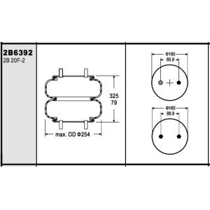 Cheap W013586392 Industrial Air Spring Double Convoluted 20-2 Arvin Meritor 2258-G-1489 for sale