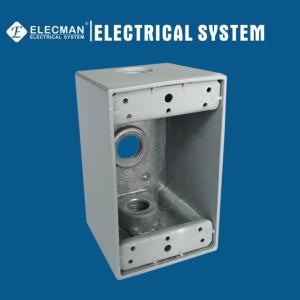 Outside 1 Gang Deep Weatherproof Outlet Boxes Aluminum With 3 Holes