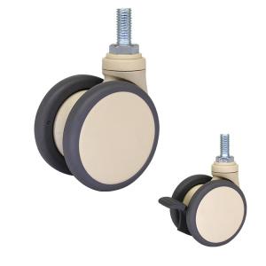 China 3 Inch TPR 95kg Loading Medical Casters With Threaded Stem on sale