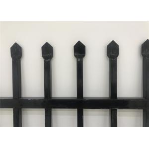 China 2.1m*2.4m Pressed spear top security Steel fencing with Punched Tube Rails 45mmx45mm x 1.80mm black powder steel fence on sale