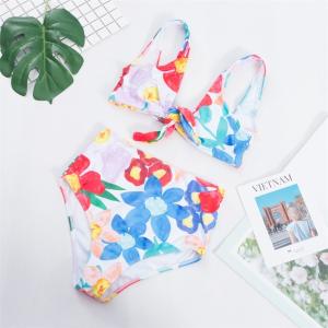 push up bathing suits Tie a Knot Two-piece Bathing Suit Bikini With Flower Print