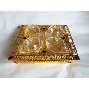 Multifunctional metal frame square shaped platter