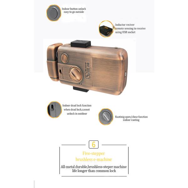 Brushed Metal Rim Door Locks TTLock Bluetooth Remote Control
