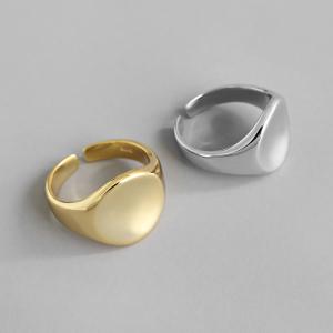 China Lanciashow Gold Plated 925 Sterling Silver Jewellery Oval Open Ring For Women Concave Shape on sale