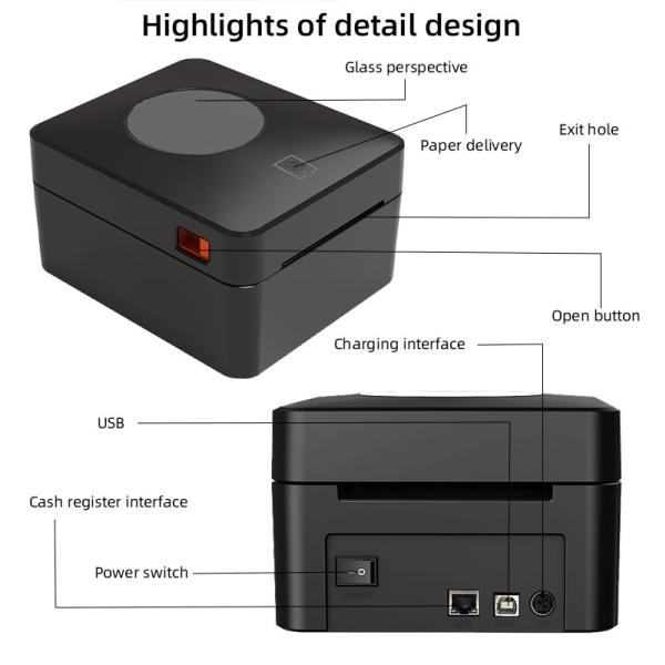 Thermal Barcode Printer for Label Printing 203dpi DC 24V/2.5A Return and Replacement