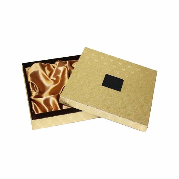 Quality Gold Debossed Cardboard Paper Box Square With Satin Foam Tray wholesale