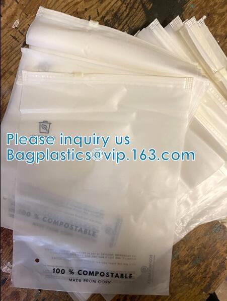 Quality Biodegradable Slider Lock Bags, Compostable PLA Zipper Package, Corn Starch Appreal Garment Courier Mailer wholesale