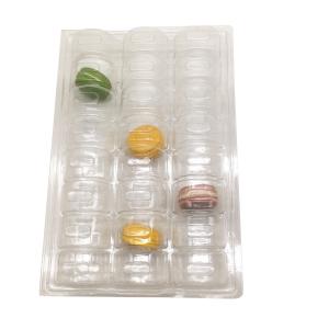 Folding 3x8 24pcs Plastic Macaron Packaging Clam Shell Tray Clear PVC PET