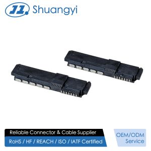 SAS 29P Right-Angle Solder wire Female Cable Connector with Positioning Peg, 15U Gold-Plated Electronic Electrical terminals Signal Connector for Server & Power Transmission