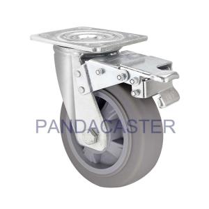 China Gray 6 Inch Heavy Duty Casters TPR Wheels With Total Brake Device on sale