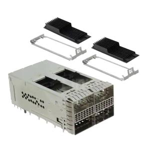 2299870-3 TE ZQSFP+ Receptacle with Cage Ganged (2x2) with Heat Sink Connector Press-Fit