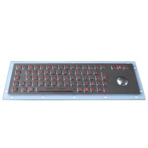IP65 Long stroke Backlit USB Keyboard with trackball , industrial metal keyboard