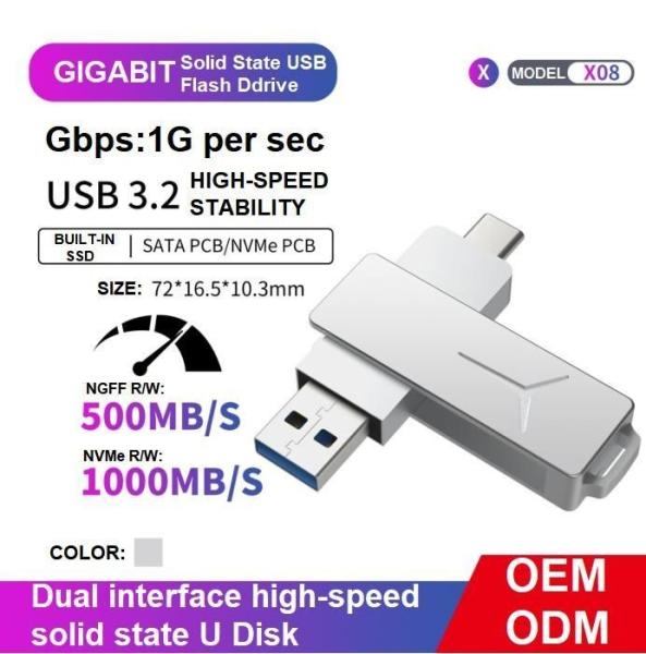 Quality                    Dual Interface High-Speed Solid State U Disk Nvme Interface SATA PCB Gigabit Solid State USB Flash Drive              wholesale