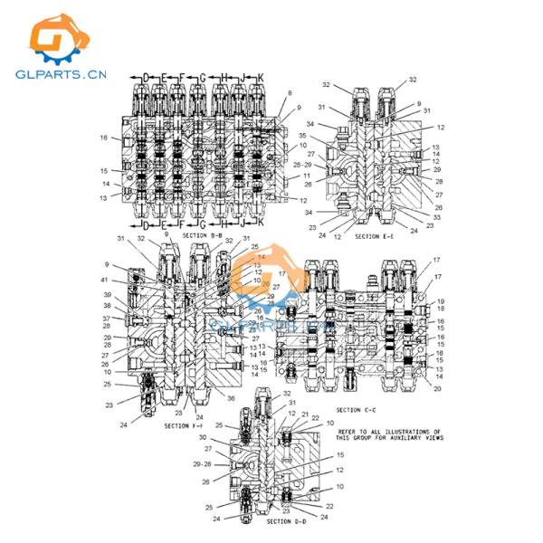 2063338 E314 314C Excavator Hydraulic Main Control Valve For Caterpillar