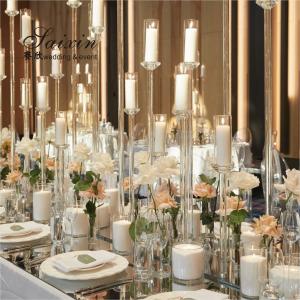 10 Candle Holder Stand Crystal Gold Table Decor 10 Arm Glass Candelabra