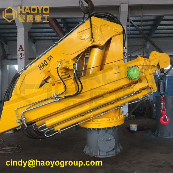 HAOYO Hot Sale 1ton Folding Small Boat Marine Crane with Hydraulic Winch