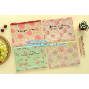 Eco-friendly plastic custom slider zipper PVC stationery bag, k slider zipper