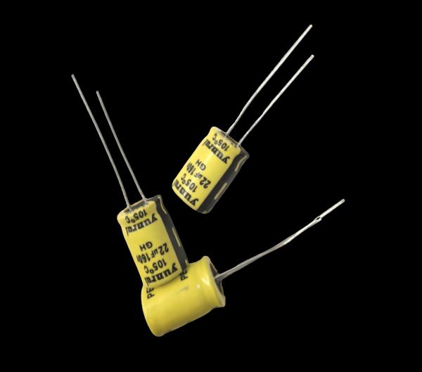 22UF 16V Radial Aluminum Electrolytic Capacitor with Low ESR and High Ripple for