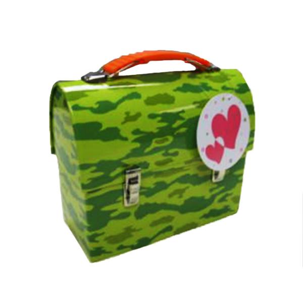 Quality Personalized Rectangular Tin Containers , Coffee Candy Metal Box With Handle wholesale