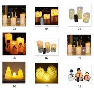 LED snowman Christmas tree candle set with IR remote and timer,0.03w,amber flame