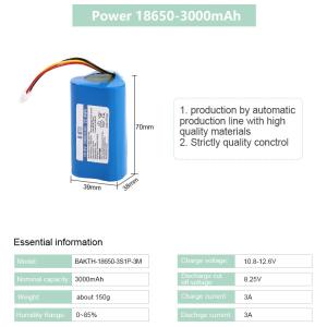 Consumer Electronics Use 18650 3S 10.8V 3000mAh Rechargeable Lithium Ion Battery