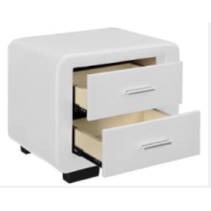 China White Faux Leather Bedside Table with Two Drawers & Bluetooth Speaker on sale