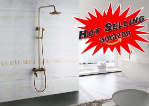 China ROVATE Golden Antique Style Bathroom Shower Set Dual Handle Control CE Assured on sale