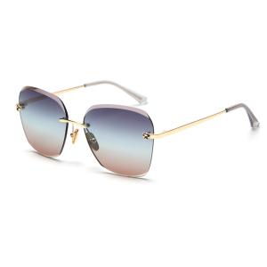 Rectangle Trimmed Women Rimless Crystal Sunglasses 140mm Metal Frame Polarized