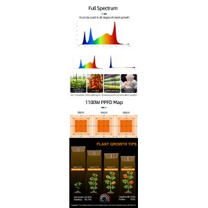 1200W 2 Channel Dimmable Full Spectrum LED Grow Lights With UV And IR Vegetable
