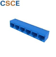 Round Pin RJ45 Modular Jack 8 Pin 8 Contact 1 X 6 Ports 5224 Series Current