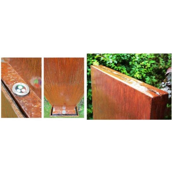 120cm Vertical Corten Steel Water Feature Wall With LED Light