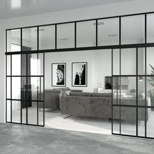 Transparent Glass Partition Walls With Glass Sliding Door Environmentally