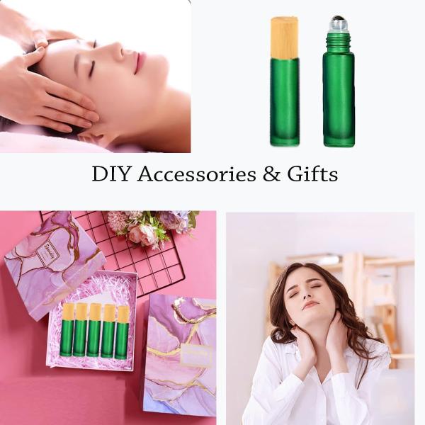 Empty Essential Oil Roll-on Bottles with Stainless Steel Balls Frosted Glass