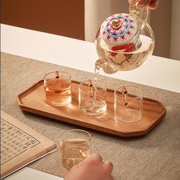 Ready To Ship In Stock Customized Glassware Teapot Set With Ceramic Inner