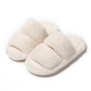 Y-Z Plus Size Soft Cozy Plush Fluffy Open Toe Warm House Ladies Flat slippers