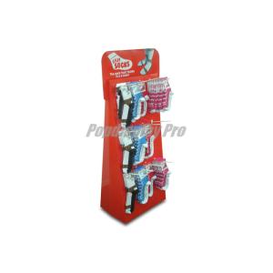 Red Cardboard Floor Standing Display Units 12 Pegs For Mens Socks