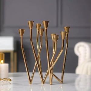 China W shape metal nordic style brass candle stick holder tabletop Decorative Candle Holder on sale