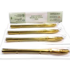 Cheap Golden Luxury 45° Angle Blister Disposable Microblading Pen With 9 12 14 17 18U Needle Single for sale